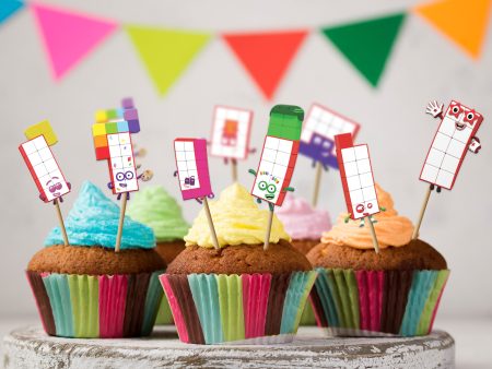 Number Blocks Theme Personalized Cup Cake Topper Hot on Sale