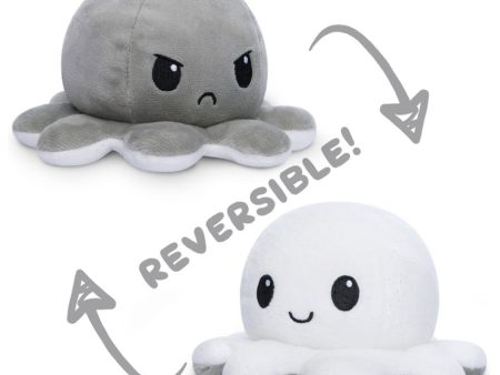 Reversible Octopus Mini Plush - White & Gray For Sale